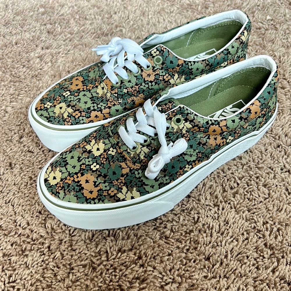 Brand New Vans Era Stackform Shoe Camo Floral/Loden Green